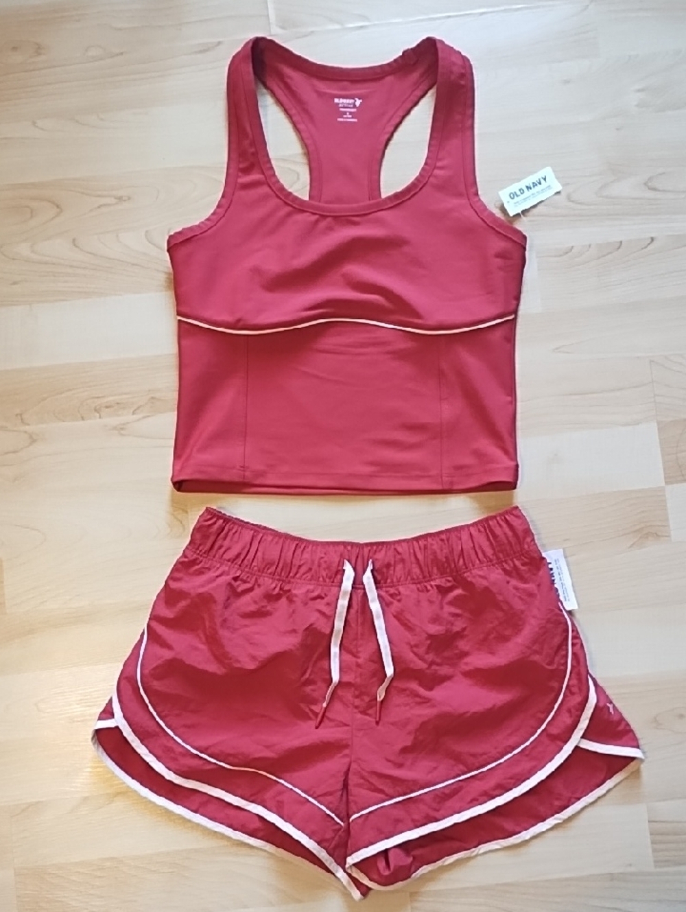 Small NWT Old Navy Red Racerback Tank & Trimmed Drawstring Running Short Set